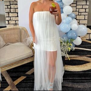 Chic Strapless White Wedding Dress, sexy, fun, bridal shower